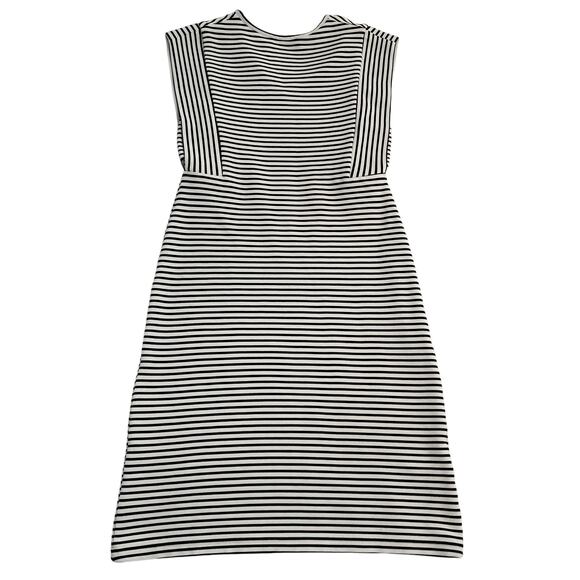 Derek Lam Size 40 US 4 V Neck Sheath Dress Black White Striped Stretch Chic Work - Picture 11 of 12